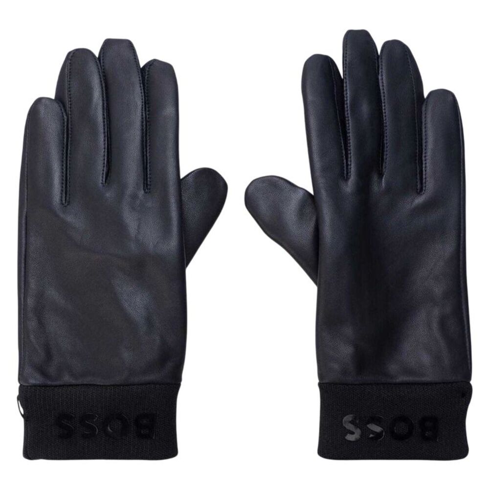 Boss Mens Lambs Leather Gloves / Dark Blue